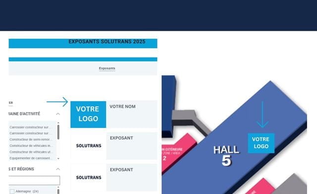 aperçu logos exposant sur site web et plan