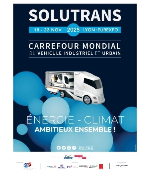 Affiche SOLUTRANS 2025 avec texte et logo en français