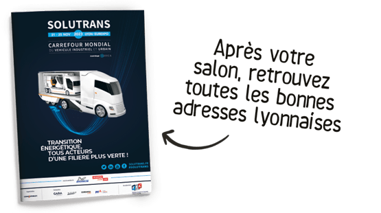 visuel appel à l'action SOLUTRANS 2023 pour retrouver les adresses touristiques lyonnaises